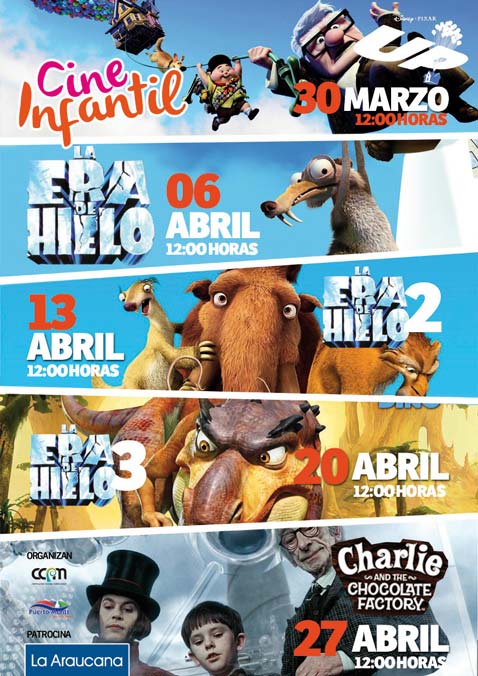 Afiche de cine infantil en abril